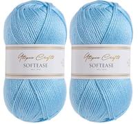 Utopia Crafts Softease - Filato per lavori a maglia e uncinetto, 100 g, colore: blu sereno (Confezione da 2)