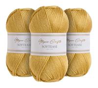 Utopia Crafts Softease - Filato per lavori a maglia e uncinetto, 3 pezzi, 100 g (Golden Harvest)