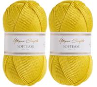 Utopia Crafts Softease - Filato per lavoro a maglia e uncinetto, 100 g (giallo agrumato) (Confezione da 2)