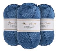 Utopia Crafts Softease - Filato per lavoro a maglia e uncinetto, 3 pezzi, 100 g (blu caldo)