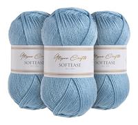 Utopia Crafts Softease - Filato per lavoro a maglia e uncinetto, 3 pezzi, 100 g (blu nebbia)