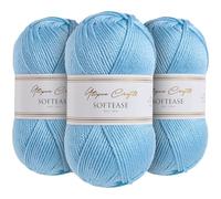 Utopia Crafts Softease - Filato per lavoro a maglia e uncinetto, 3 pezzi, 100 g (blu sereno)