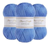 Utopia Crafts Softease - Filato per lavoro a maglia e uncinetto, 3 pezzi, 100 g (blu visa)