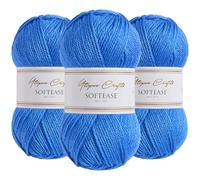 Utopia Crafts Softease - Filato per lavoro a maglia e uncinetto, 3 pezzi, 100 g (cobalto reale)