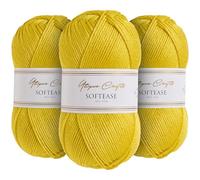 Utopia Crafts Softease - Filato per lavoro a maglia e uncinetto, 3 pezzi, 100 g (giallo agrumato)