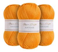 Utopia Crafts Softease - Filato per lavoro a maglia e uncinetto, 3 pezzi, 100 g (mango dorato)