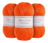 Utopia Crafts Softease - Filato per lavoro a maglia e uncinetto, 3 pezzi, 100 g (pesca rustica)
