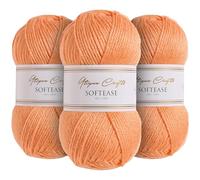 Utopia Crafts Softease - Filato per lavoro a maglia e uncinetto, 3 pezzi, 100 g (pesca tramonto)