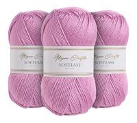 Utopia Crafts Softease - Gomitolo di filato per lavori a maglia e uncinetto, 3 pezzi, 100 g (mora scuro