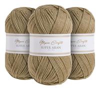Utopia Crafts Super Aran - Filato per lavori a maglia e uncinetto, 3 pezzi, 100 g (arenaria)
