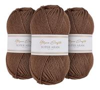 Utopia Crafts Super Aran - Filato per lavori a maglia e uncinetto, 3 pezzi, 100 g (beige caldo)