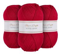 Utopia Crafts Super Aran - Filato per lavori a maglia e uncinetto, 3 pezzi, 100 g (Deep Berry)
