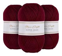 Utopia Crafts Super Aran, filato per lavori a maglia e uncinetto, 3 pezzi, 100 g (granato profondo)