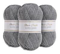 Utopia Crafts Super Aran - Filato per lavori a maglia e uncinetto, 3 pezzi, 100 g (grigio ghiaccio)
