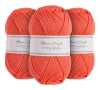 Utopia Crafts Super Aran - Filato per lavori a maglia e uncinetto, 3 pezzi, 100 g (pesca vivace)