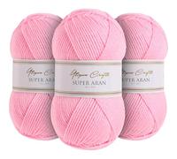 Utopia Crafts Super Aran - Filato per lavori a maglia e uncinetto, 3 pezzi, 100 g (rosa delicato)