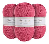 Utopia Crafts Super Aran - Filato per lavori a maglia e uncinetto, 3 pezzi, 100 g (rosa petalo)