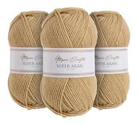 Utopia Crafts Super Aran - Filato per lavori a maglia e uncinetto, 3 pezzi, 100 g (sabbia)