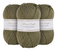 Utopia Crafts Super Aran - Filato per lavori a maglia e uncinetto, 3 pezzi, 100 g (salvia)
