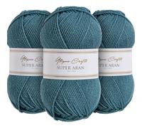 Utopia Crafts Super Aran - Filato per lavoro a maglia e uncinetto, 3 pezzi, 100 g (Aqua Lagoon)
