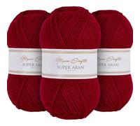 Utopia Crafts Super Aran - Filato per lavoro a maglia e uncinetto, 3 pezzi, 100 g, colore: prugna