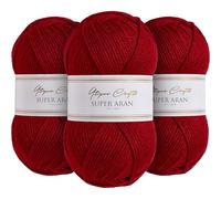 Utopia Crafts Super Aran, filato per lavoro a maglia e uncinetto, 3 pezzi, 100 g (Cranberry Crush)