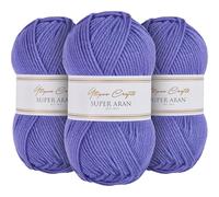 Utopia Crafts Super Aran - Filato per lavoro a maglia e uncinetto, 3 pezzi, 100 g (lavanda mista)