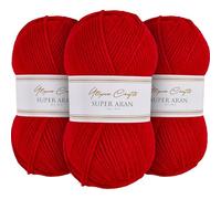 Utopia Crafts Super Aran, filato per lavoro a maglia e uncinetto, 3 pezzi, 100 g (scarlet glow)
