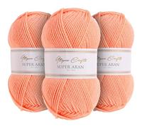 Utopia Crafts Super Aran - Filato per lavoro a maglia e uncinetto, 3 pezzi, 100 g (Sunset Glow)