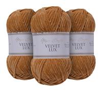 Utopia Crafts Velvet Lux Chenille 3×100g - Filato Morbidissimo per Uncinetto & Maglia, Coperte, Giocattoli, Amigurumi - Uncinetto 5,5mm, Morbido (Marrone Caldo)