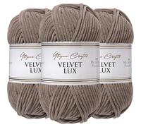 Utopia Crafts Velvet Lux Chenille 3×100g - Filato Morbidissimo per Uncinetto & Maglia, Coperte, Giocattoli, Amigurumi - Uncinetto 5,5mm, Morbido (Beige Taupe)
