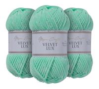 Utopia Crafts Velvet Lux Chenille 3×100g - Filato Morbidissimo per Uncinetto & Maglia, Coperte, Giocattoli, Amigurumi - Uncinetto 5,5mm, Morbido (Verde Acqua)