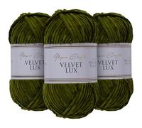 Utopia Crafts Velvet Lux Chenille 3×100g - Filato Morbidissimo per Uncinetto & Maglia, Coperte, Giocattoli, Amigurumi - Uncinetto 5,5mm, Morbido (Oliva Scuro)