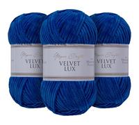 Utopia Crafts Velvet Lux Chenille 3×100g - Filato Morbidissimo per Uncinetto & Maglia, Coperte, Giocattoli, Amigurumi - Uncinetto 5,5mm, Morbido (Blu Navy)