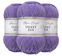 Utopia Crafts Velvet Lux Chenille 3×100g - Filato Morbidissimo per Uncinetto & Maglia, Coperte, Giocattoli, Amigurumi - Uncinetto 5,5mm, Morbido (Lavanda Delicata)