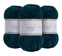 Utopia Crafts Velvet Lux Chenille 3×100g - Filato Morbidissimo per Uncinetto & Maglia, Coperte, Giocattoli, Amigurumi - Uncinetto 5,5mm, Morbido (Verde Petrolio)