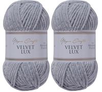 Utopia Crafts Velvet Lux Chenille Super Soft Chunky Yarn for Knitting and Crochet, 100g - 110m (Grey) (Confezione da 2)
