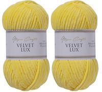 Utopia Crafts Velvet Lux Chenille Super Soft Chunky Yarn for Knitting and Crochet, 100g - 110m (Sun Yellow) (Confezione da 2)