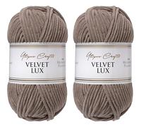 Utopia Crafts Velvet Lux Chenille Super Soft Chunky Yarn for Knitting and Crochet 2x 100g (Beige Taupe)