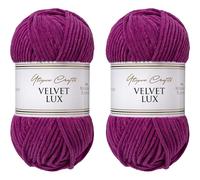 Utopia Crafts Velvet Lux Chenille Super Soft Chunky Yarn for Knitting and Crochet 2x 100g (Berry Magenta)