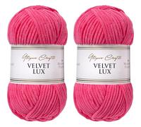 Utopia Crafts Velvet Lux Chenille Super Soft Chunky Yarn for Knitting and Crochet 2x 100g (Bubblegum Pink)