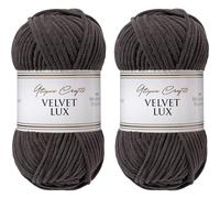 Utopia Crafts Velvet Lux Chenille Super Soft Chunky Yarn for Knitting and Crochet 2x 100g (Charcoal)