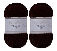 Utopia Crafts Velvet Lux Chenille Super Soft Chunky Yarn for Knitting and Crochet 2x 100g (Dark Brown)