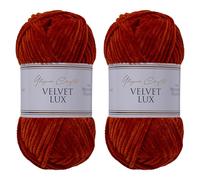 Utopia Crafts Velvet Lux Chenille Super Soft Chunky Yarn for Knitting and Crochet 2x 100g (Dark Orange)