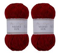 Utopia Crafts Velvet Lux Chenille Super Soft Chunky Yarn for Knitting and Crochet 2x 100g (Dark Scarlet)