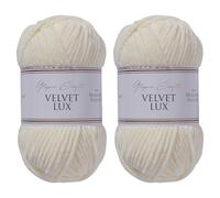 Utopia Crafts Velvet Lux Chenille Super Soft Chunky Yarn for Knitting and Crochet 2x 100g (Ivory)