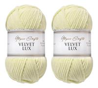 Utopia Crafts Velvet Lux Chenille Super Soft Chunky Yarn for Knitting and Crochet 2x 100g (Pale Lemon)