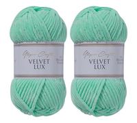 Utopia Crafts Velvet Lux Chenille Super Soft Chunky Yarn for Knitting and Crochet 2x 100g (Pale Teal)