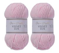 Utopia Crafts Velvet Lux Chenille Super Soft Chunky Yarn for Knitting and Crochet 2x 100g (Pink Swan)