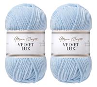 Utopia Crafts Velvet Lux Chenille Super Soft Chunky Yarn for Knitting and Crochet 2x 100g (Powder Blue)